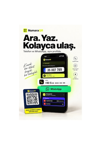 Qr Kodlu Numaratör Araç Ve Motosiklet İçin Qr Etiket Park Numaratörü 8,5x5,5 Cm Lacivert Numaraqr