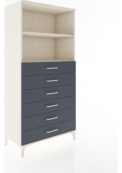 Hyperion Dolap 2 Raflı 6 Çekmeceli 88x44x182 Aytaşı-antrasit Aytaşı