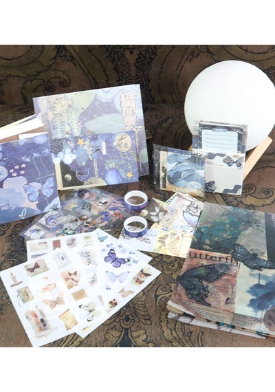 Lüks Scrapbook Ve Junk Journal Seti - Vintage Hobi Kutusu Kelebek & Doğa Temalı Çok Renkli