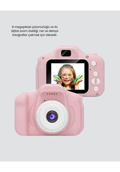 Pembe Mini 1080p Hd Çocuk Kamera 8mp Video Kaydıtf Kart Destekli