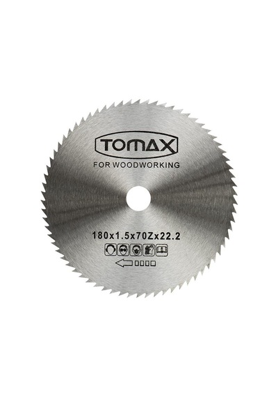 Tomax Ağaç Daire Testeresi Elmassız 180X1.5X22.2X70Z Diş