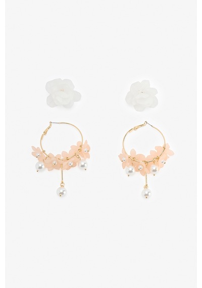 Penti Beyaz - Pembe Floral Küpe Seti Açık Mor