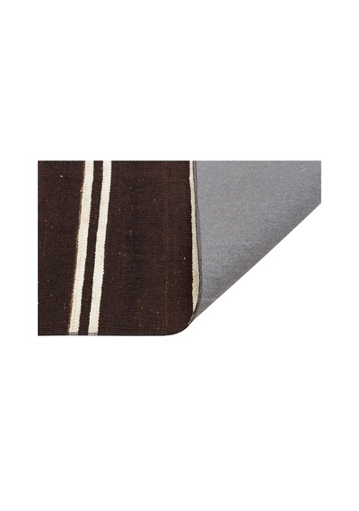 Kahverengi Beyaz Çizgili El Dokuma Anadolu Kilim