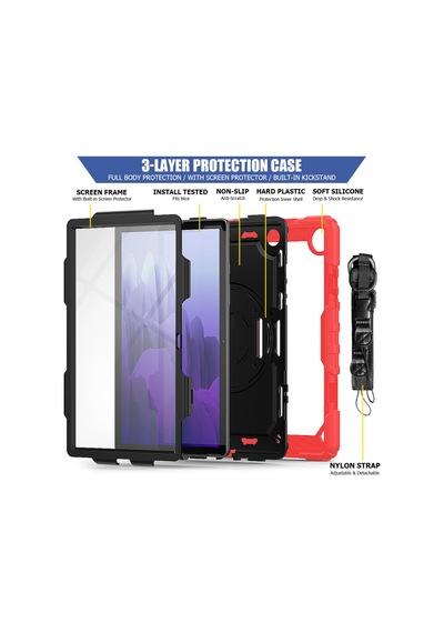 Galaxy T500 Tab A7 10.4 Kılıf Pars Tablet Kapak - Kırmızı Diğer