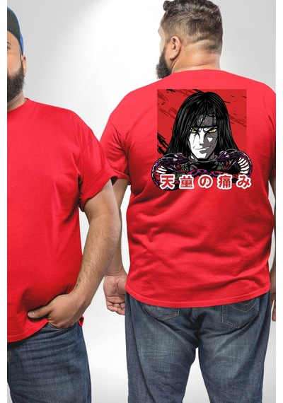 Angemiel Orochimaru Anime Büyük Beden Kırmızı Tişört Kadın Erkek Ünisex Sırt Baskılı Kırmızı
