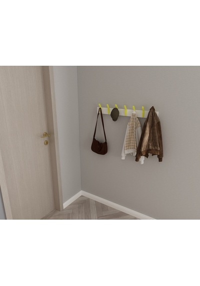 Hepsi3boyutlu Modern Duvar & Kapı Kanca Askılık - 7 Adet Sarı Kanca Askılık - Model No : 3 Sarı