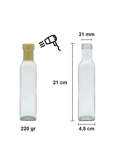 Afracam 250 Ml Şeffaf Maraska Kilitli Kapaklı Ve Kapüşonlu Boş Cam Şişe 6 Adet Diğer