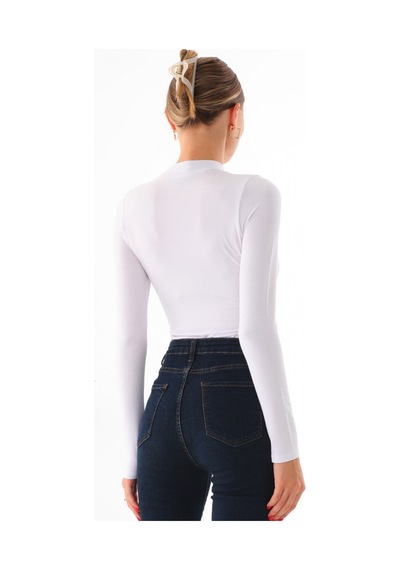 Kadın Viskon Boğazlı Kopçalı Zıbın Body 2'li Set Siyah-beyaz Siyah - Beyaz