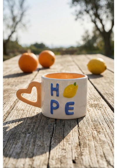Heart Hope Porselen Kupa - 360 Ml Turuncu