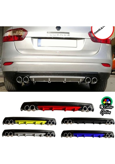 Renault Fluence Uyumlu Yuvarlak Egzozlu Kırmızı Difüzör Difizör Çiftli Egzoz Arka Ek 2009-2016