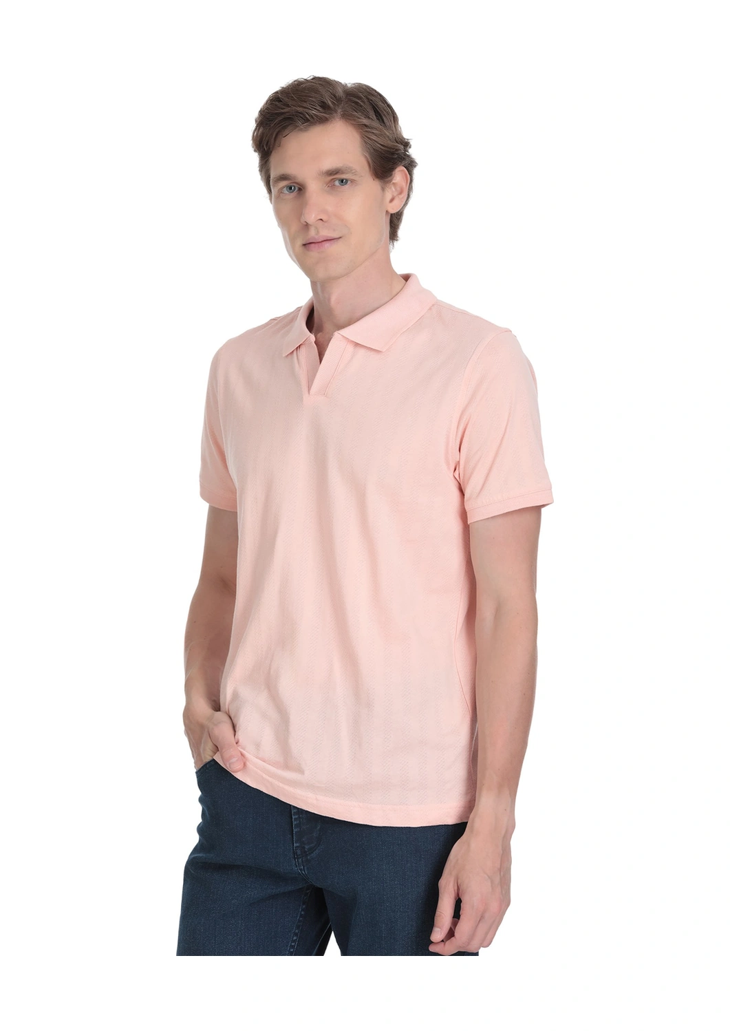 Hatemoğlu Pembe Regular Fit Apaş Yaka Pamuklu Tişört 35780 671748