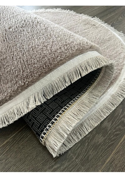 Melena Carpet Yumuşak Peluş Yolluk Kaymaz Taban Oval Paspas Banyo Mutfak Modern Halı Kahverengi
