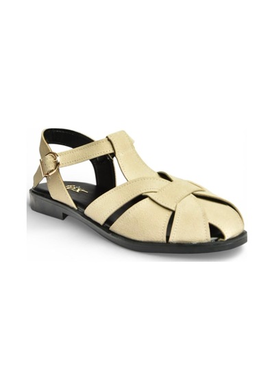 Fox Shoes Y250303002 Bej Süet Kadın Sandalet Bej