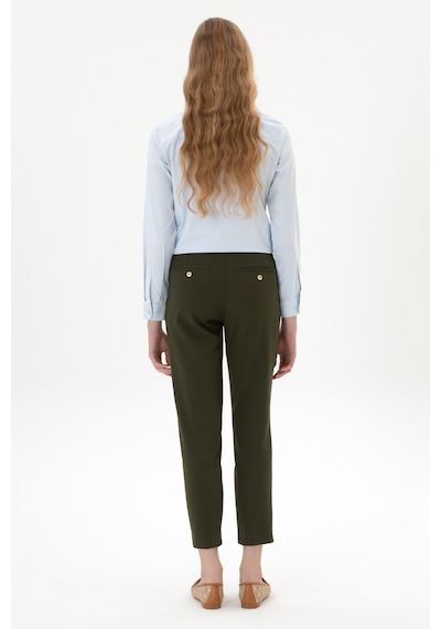 U.S. Polo Assn. Kadın Haki Carrot High Waist Fit Kanvas Pantolon 50318108-VR027