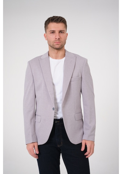 Bonesti Erkek Slim Fit Blazer Ceket Gri Gri Beyaz Noktalı