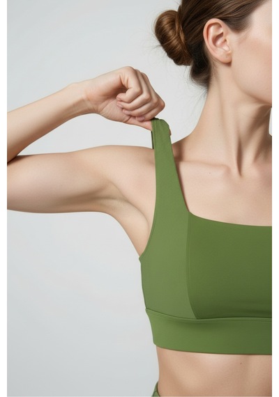 Yüksek Bel Toparlayıcı Tayt & V Sırt Destekli Spor Sütyeni - Sculpt Set Yeşil