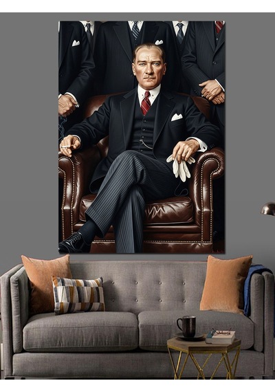 Ahşap Tablo Atatürk Koltukta Oturan Portre