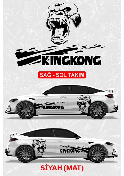 Kıng Kong Sticker - Yan Gövde Kaplama Seti Siyah Mat - 864812146