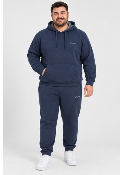 Fore Sport Erkek Kapüşonlu 3 İplik Şardonlu Battal Boy Eşofman Takımı Lacivert