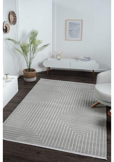 Mariesse Home Zen Koleksiyonu Bambu Dokulu Modern Sık Dokuma Halı - Salon Oturma Odası Halısı 0597a Gri