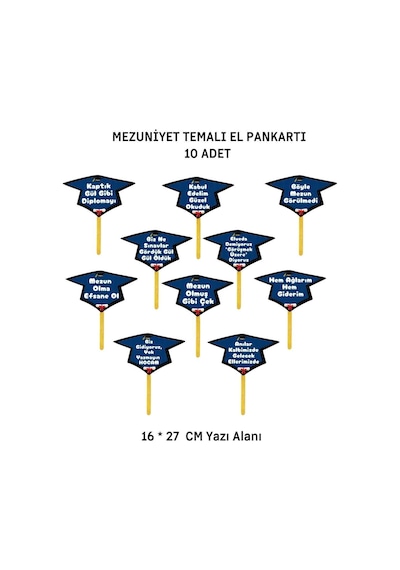 Mezuniyet El Pankartı 10 Adet 02