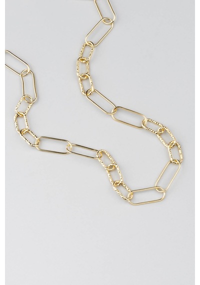 So Chic  Modern Tasarım 18 Ayar Sarı Altın Kaplama 50 CM Gümüş Zincir Kolye