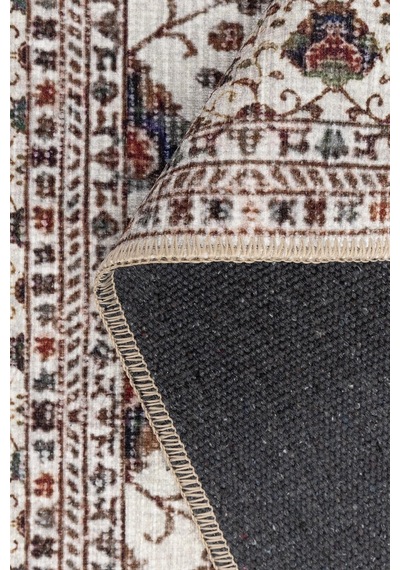 Artloop Folk Krem Vintage Çiçek Motifli Klasik Desenli Dokuma Tabanlı Şönil Halı Al 577 Krem Çiçek Motifli Klasik Desenli