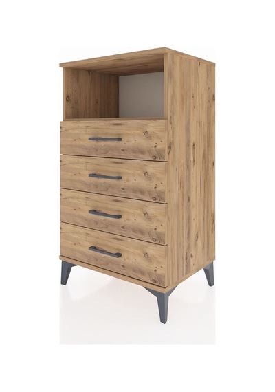 Hyperion Komodin Tek Raflı 4 Çekmeceli 60x44x106 Çam-çam Çam