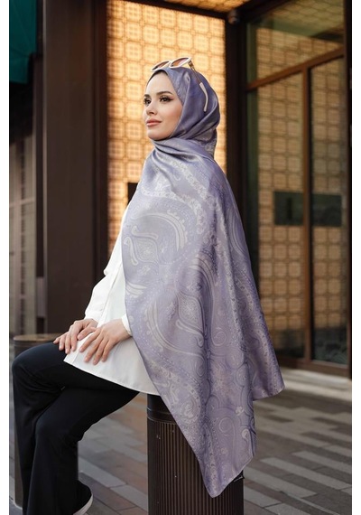 Etro Desen Premium Şal Lila Çok Renkli