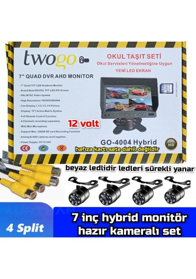 Tarımsal Araçlara 7'' Dvr Ekran Ve 4 Ad Beyaz Ledli Kamera Seti