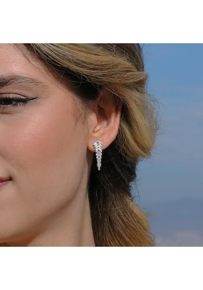 Yaprak Modeli Taşlı Starlight Diamond Gümüş Set Gümüş