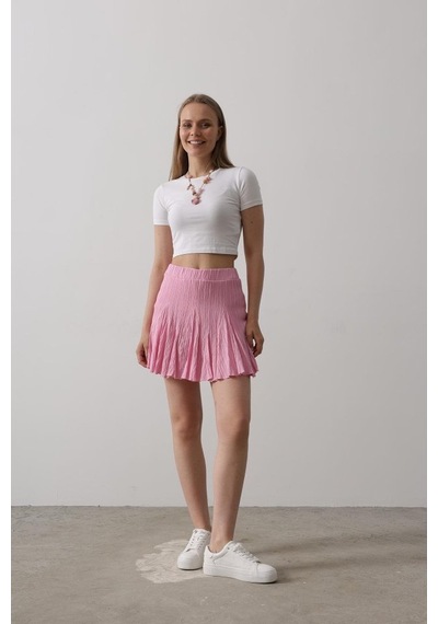 Dogutrend Beli Lastikli Mini Etek - Pembe