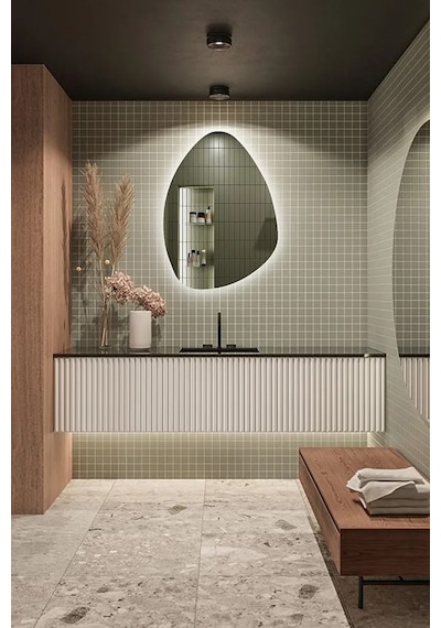 Fawdecor Led Üçgen Model Dekoratif Duvar Aynası 40 X 60 Beyaz