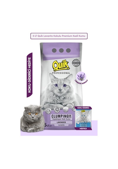 5lt Lavanta Kokulu Bentonit Topaklaşan Doğal Kokusuz Kedi Kumu + Koku Giderici Hediyeli