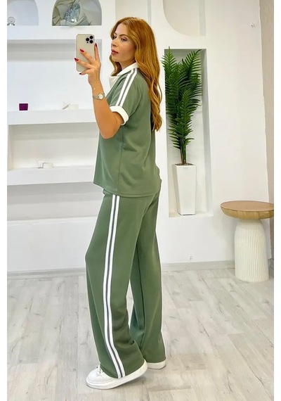 Fiolin Soft Touch Polo Yaka Eşofman Takımı haki Fiolin Soft Touch Polo Yaka Eşofman Takımı haki