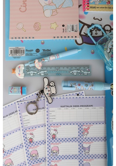 Sweet Bow Collection Lisanslı Cinnamoroll 21 Parça Kırtasiye Seti Okul Etiketi,resim Defteri,çıtçıt Dosya Diğer