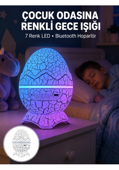Hubrendy Tekno Dinazor Yumurta Gece Lambası Yeni Nesil AÇIK GRİ KAHVE KARIŞIMI