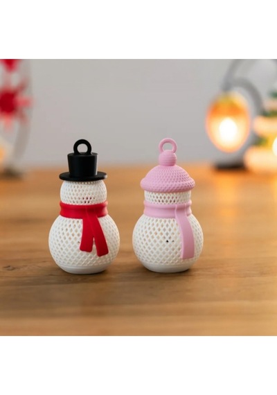 Yılbaşı Dekorasyonu: 3d Baskı Kardan Adam Led Tealight Seti Asılabilir & Masa Üstü
