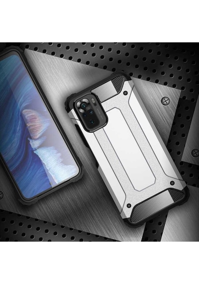 Noktaks - Xiaomi Uyumlu Xiaomi Redmi Note 10s - Kılıf Çift Katman Zırh Tank Crash Military Kapak - Kırmızı T17036 Kirmizi