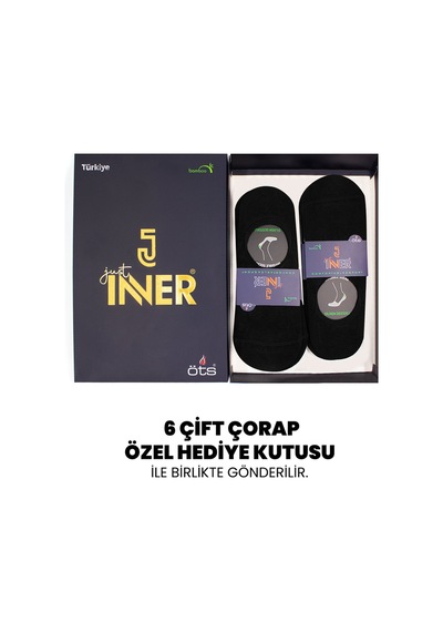 Just Inner Erkek 6 Lı Bambu Çorap Babet Premium Ayak Sağlığı 11400 Siyah