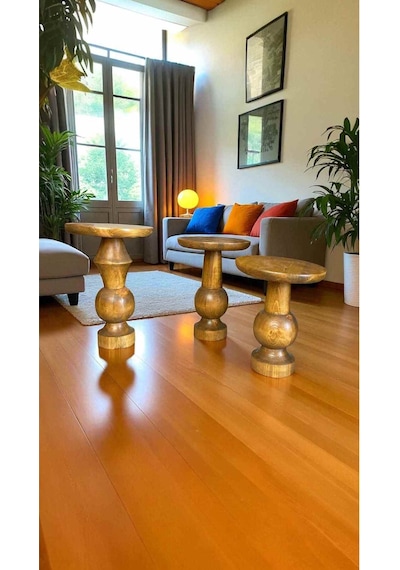 Simillo 3 Lü Masif Ahşap Mantar Sehpa Seti Koyu Ceviz Renkli Doğal Zigon Yan Sehpalar - Mushroom Side Table Koyu Ceviz Simillo 3 Lü Masif Ahşap Mantar Sehpa Seti Koyu Ceviz Renkli Doğal Zigon Yan Sehpalar - Mushroom Side Table Koyu Ceviz