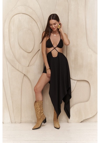 Mai Collection Mai Studios Co. Coachella Siyah Crop Elbise Takım Siyah
