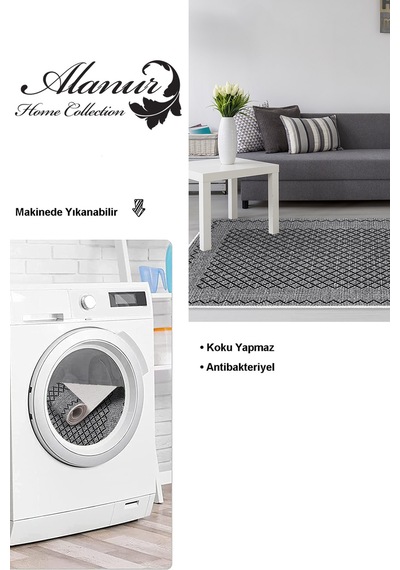 Dekoreko Kaymaz Taban Djt Salon Halısı Trend Modern M5001 gri
