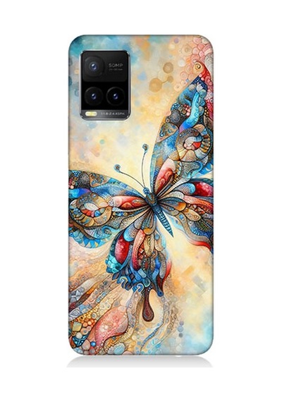 Vivo Y53s Uyumlu Parlayan Renkli Kelebek Desenli Silikon Kılıf Çok Renkli