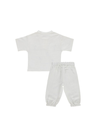 Civil Baby Palmiye Baskılı 6-18 Ay Takım - Ekru