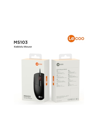 Lecoo MS103 USB Kablolu 1000DPI 3 Tuşlu Optik Mouse
