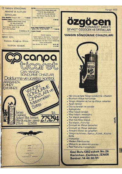 İzmir 1982-1983 Meslek Reklam İlanı Efemera S603