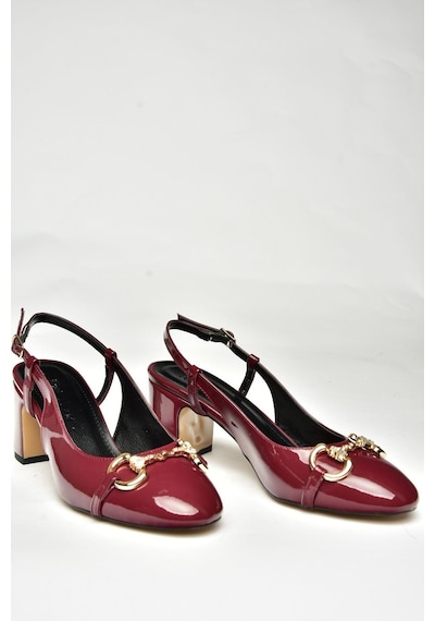 Fox Shoes U820295108 Bordo Rugan Kalın Topuklu Kadın Ayakkabı Bordo