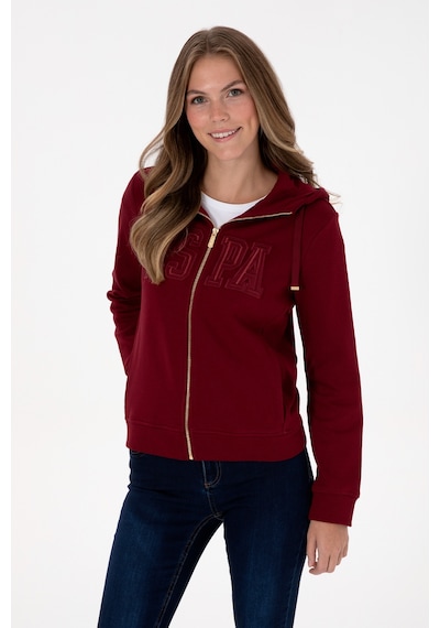 U.S. Polo Assn. Kadın Bordo Fermuarlı Kapüşonlu Basic Sweatshirt 50307769-VR014
