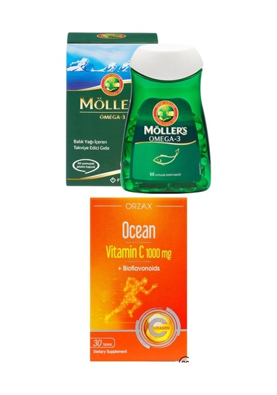 Ocean Vitamin C 1000 mg 2 x 30 Tablet + Mollers Omega 3 60 Kapsül